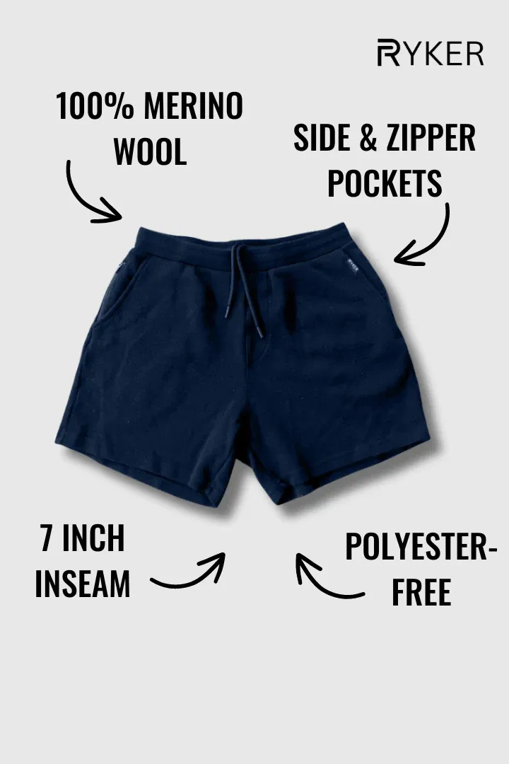 The Apollo 100% Merino Wool Shorts - Ocean - 7" 2