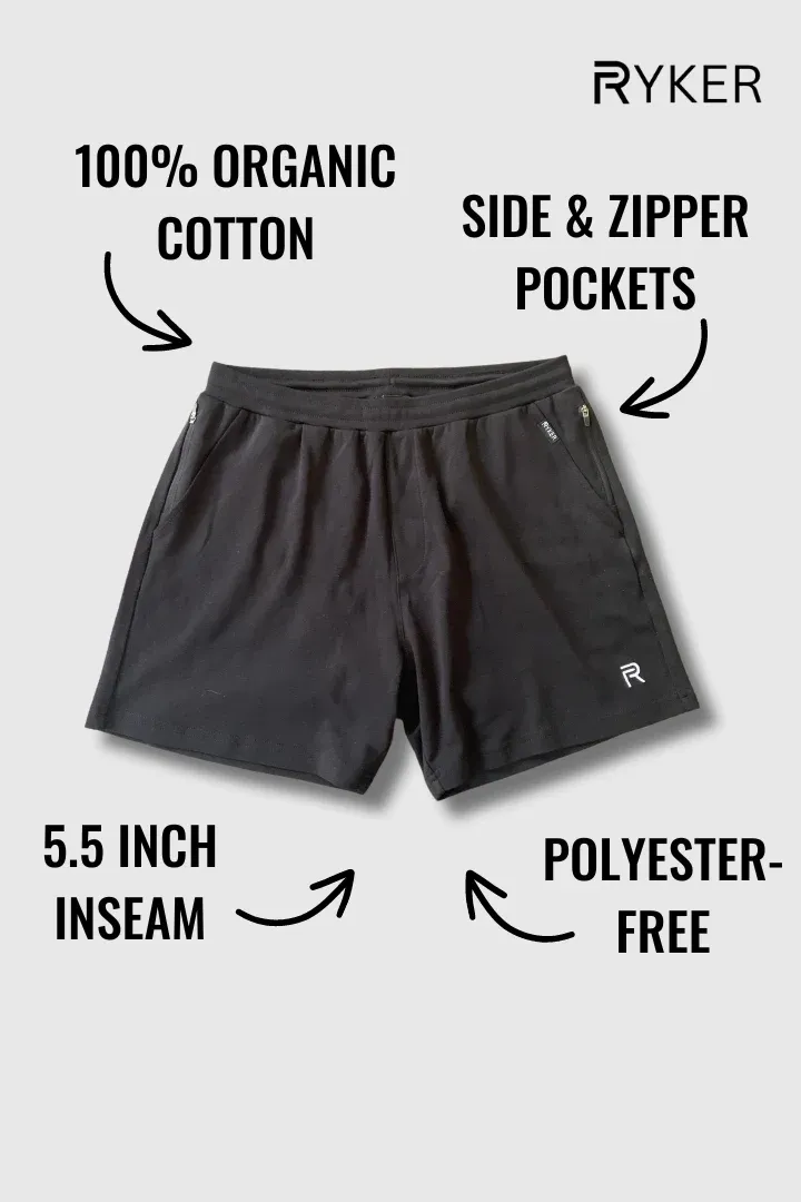 The Ares 100% Organic Cotton Shorts - Black - 5.5" 2