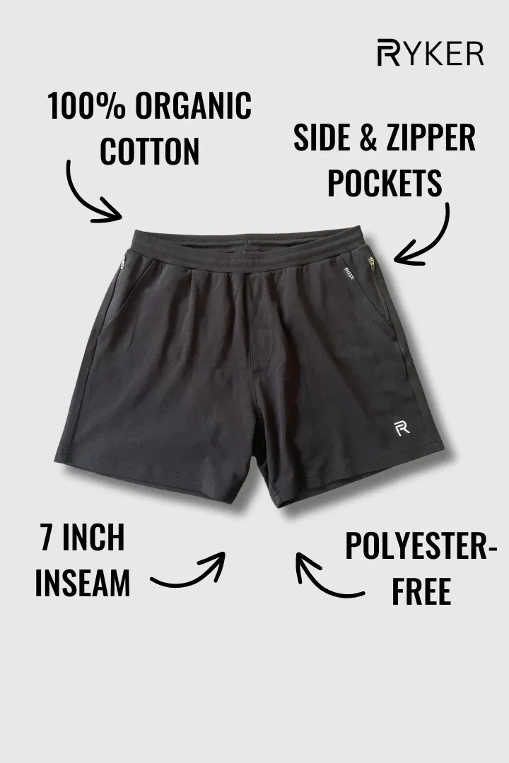 The Ares 100% Organic Cotton Shorts - Black - 7" 2