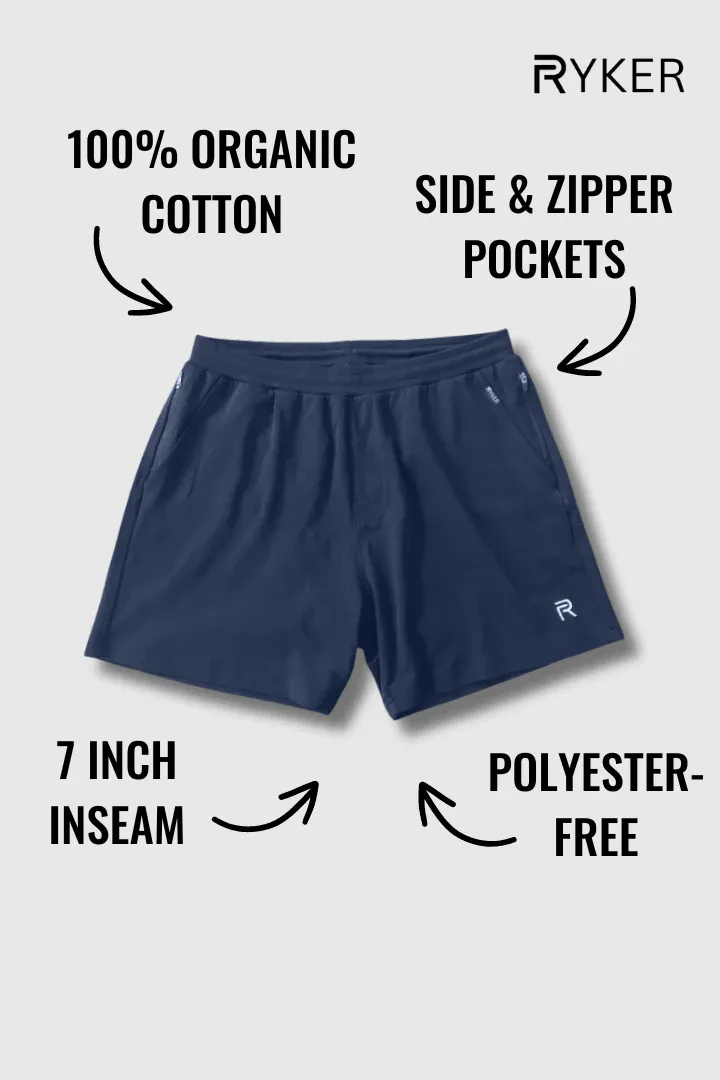 The Ares 100% Organic Cotton Shorts - Navy - 7" 2