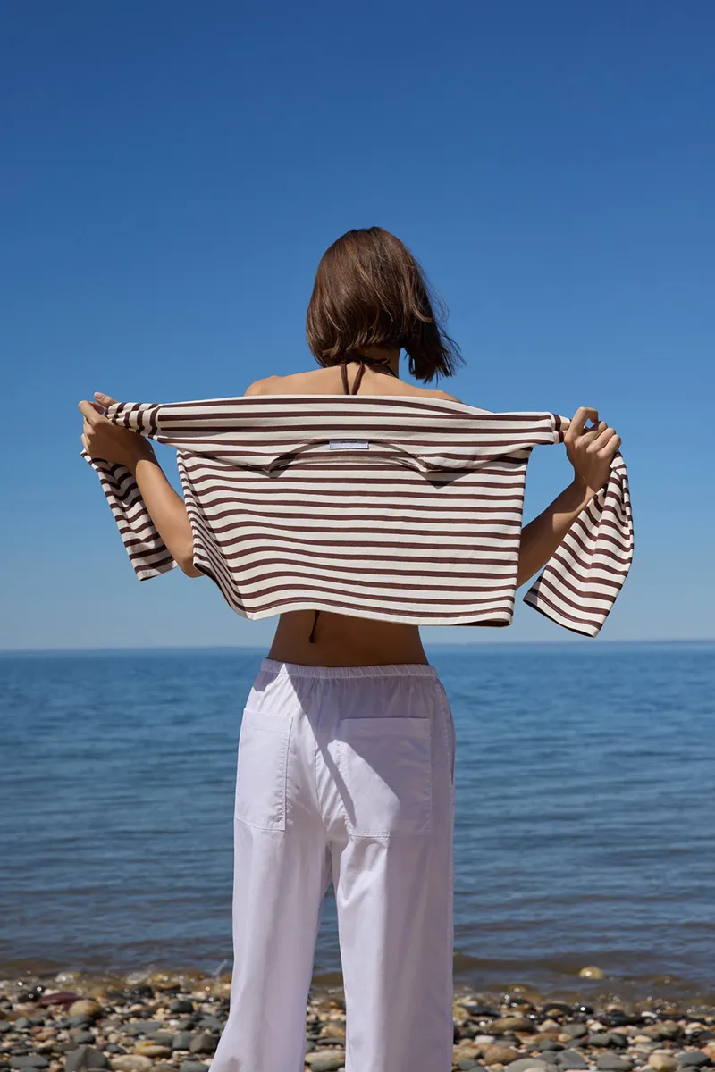 The Breton Tee in Chocolate & Cream Stripe 4