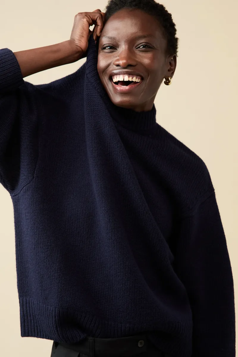 The Cashmere Signature Crew in Navy 2