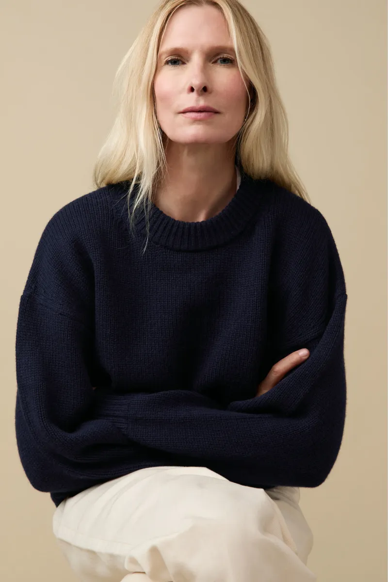 The Cashmere Signature Crew in Navy 3