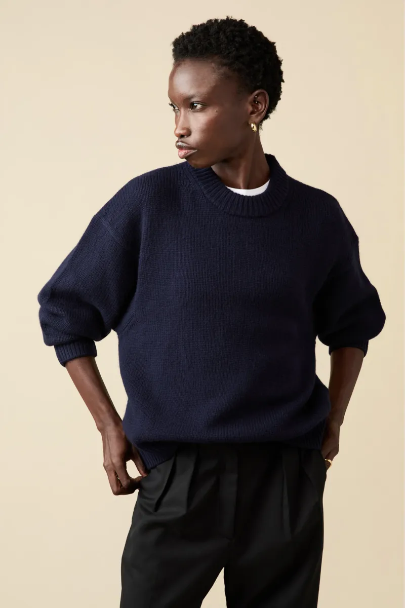 The Cashmere Signature Crew in Navy 4