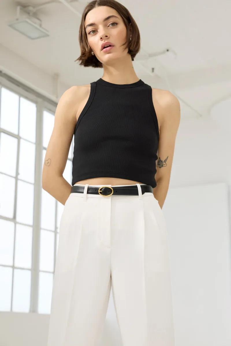 The Cropped Not So Basic Tank in Black 5