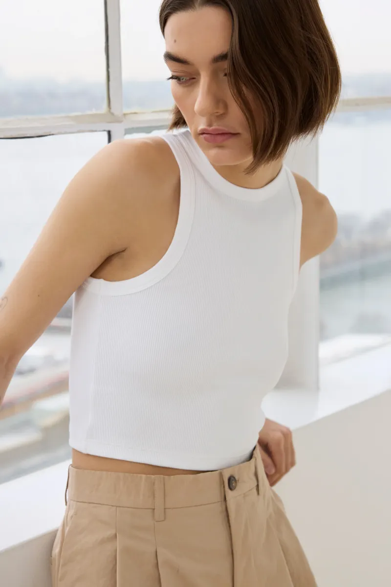 The Cropped Not So Basic Tank in White