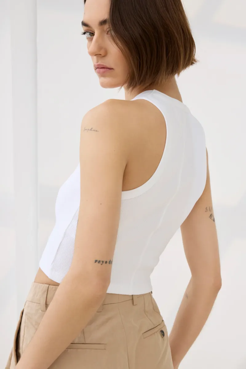 The Cropped Not So Basic Tank in White 3