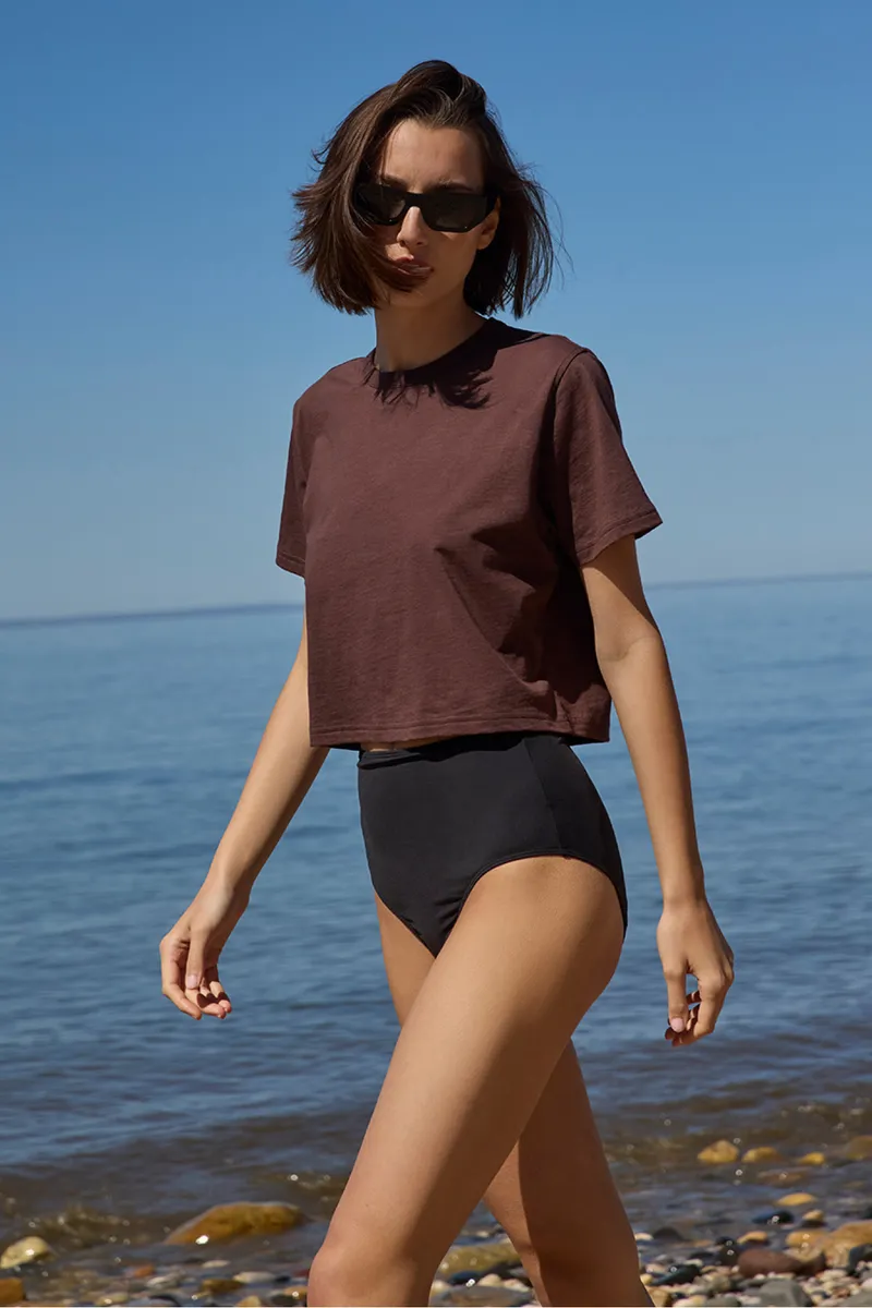 The Cropped Perfect Tee in Chocolate