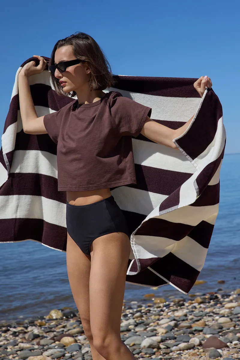 The Cropped Perfect Tee in Chocolate 2