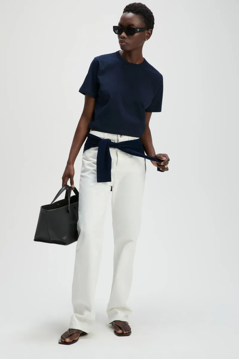 The Cropped Perfect Tee in Navy 3