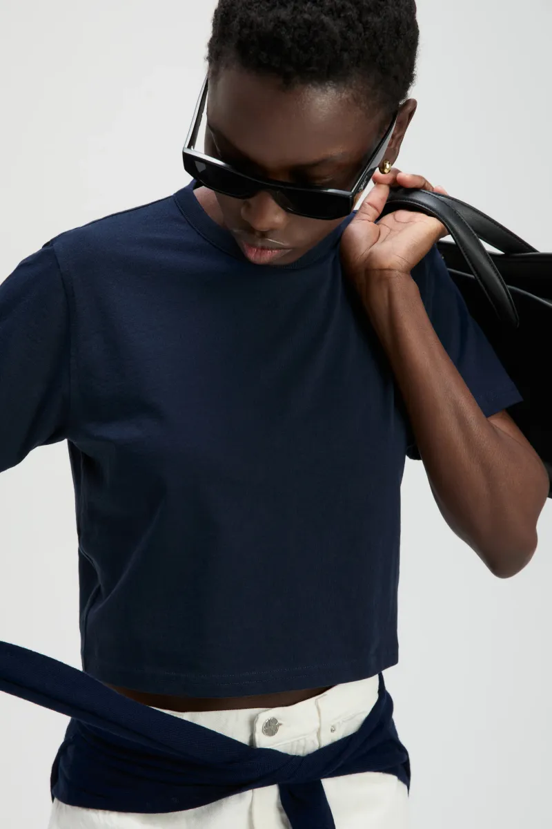 The Cropped Perfect Tee in Navy 4