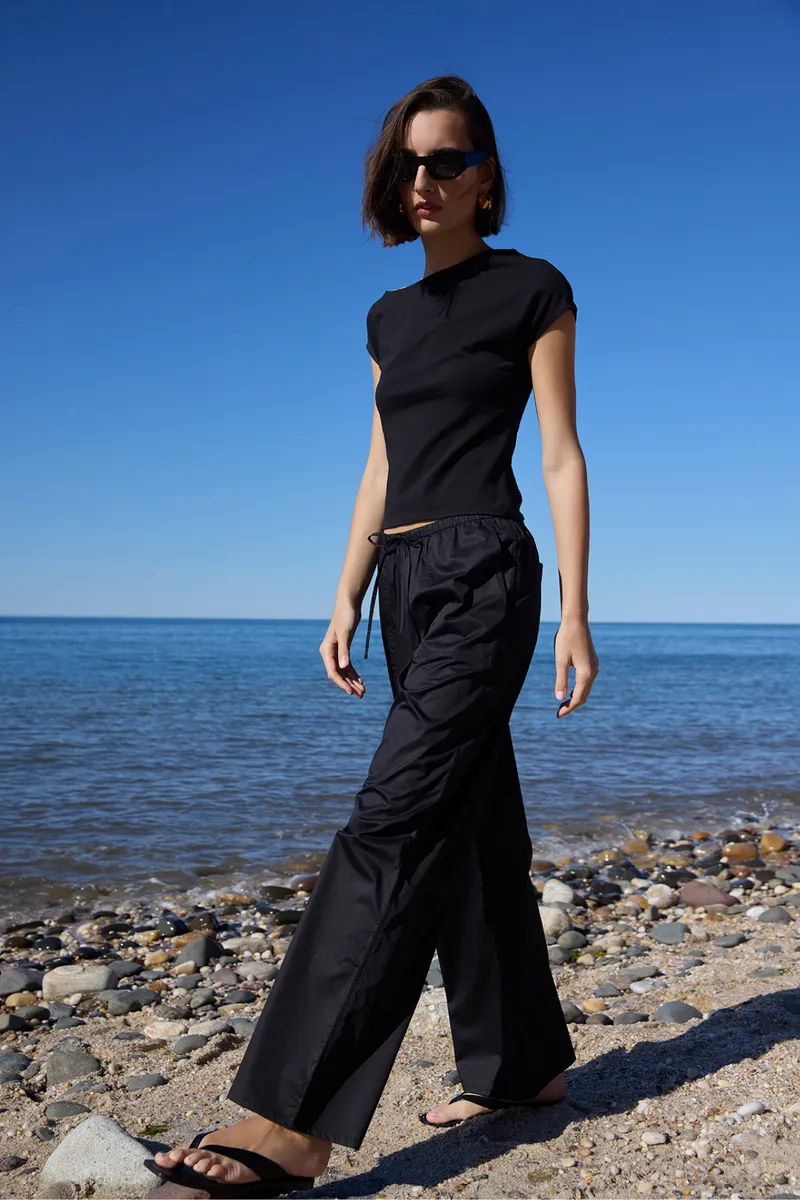 The Easy Drawstring Pant in Black 2