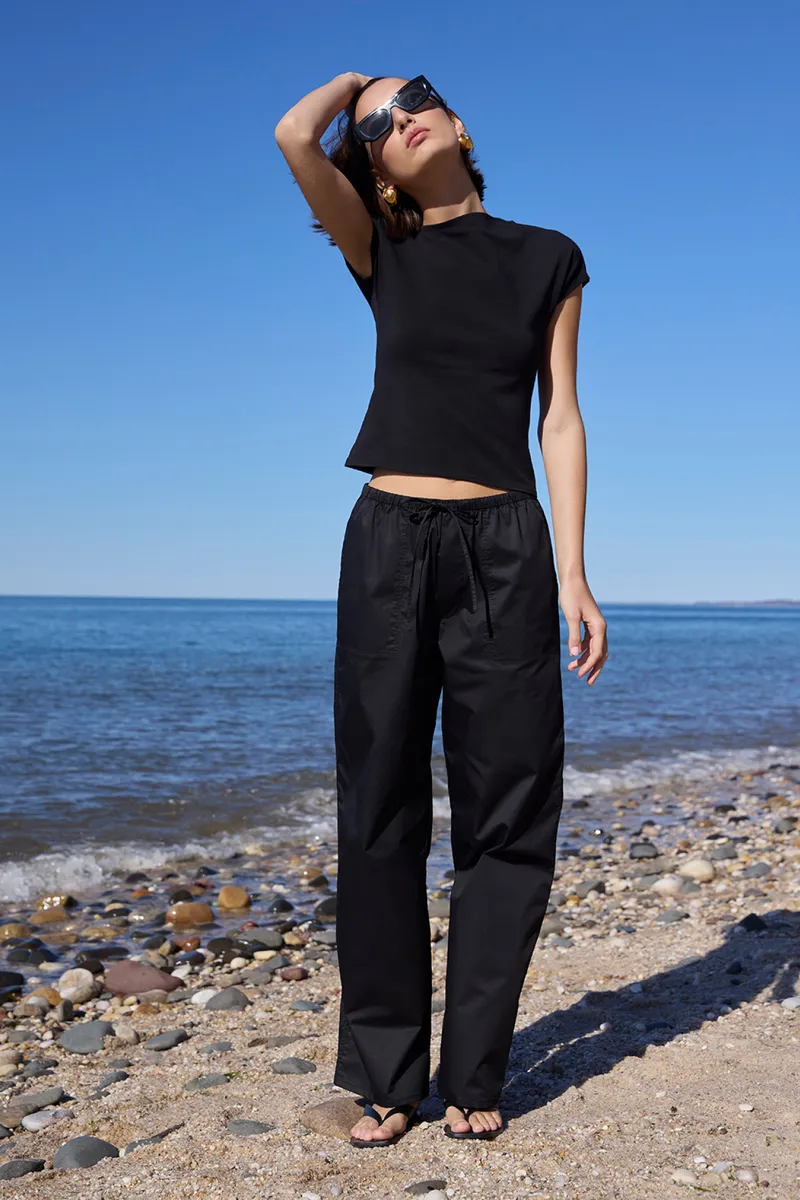 The Easy Drawstring Pant in Black 5