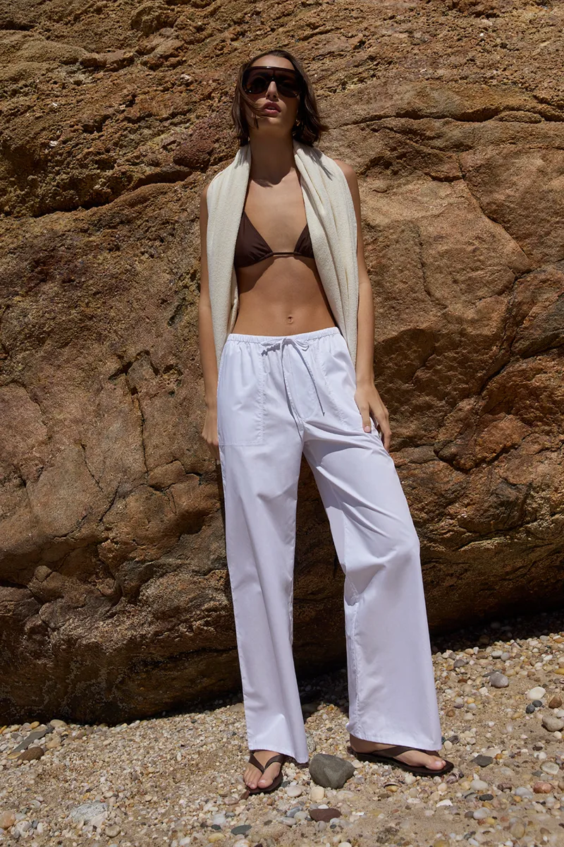 The Easy Drawstring Pant in White 3