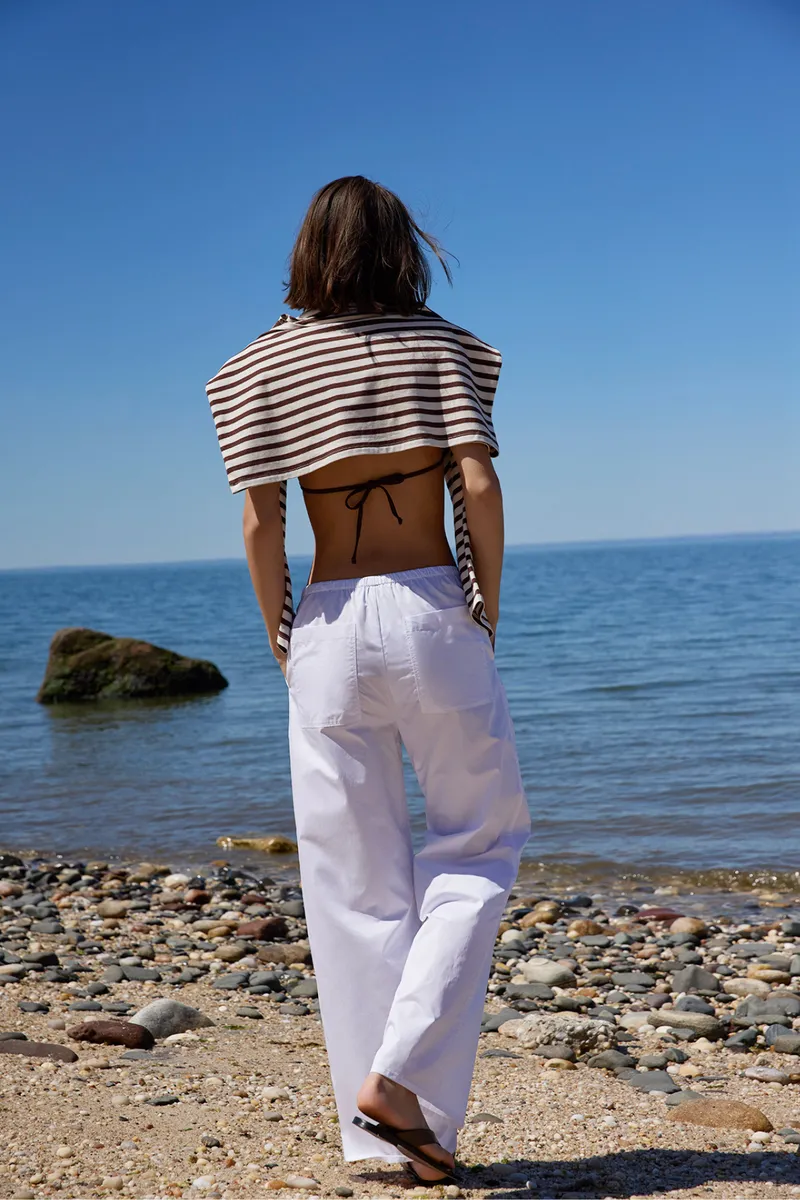 The Easy Drawstring Pant in White 6