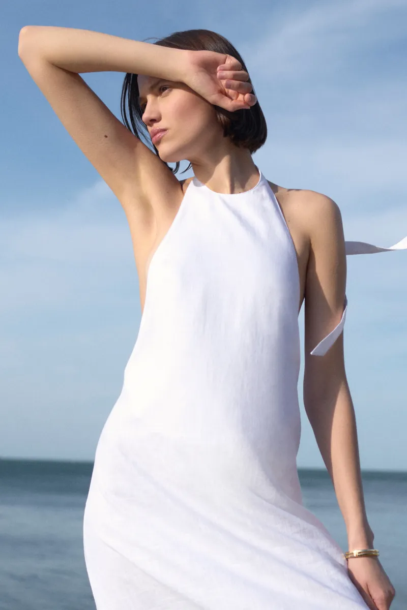 The Fête Linen Dress in White 4