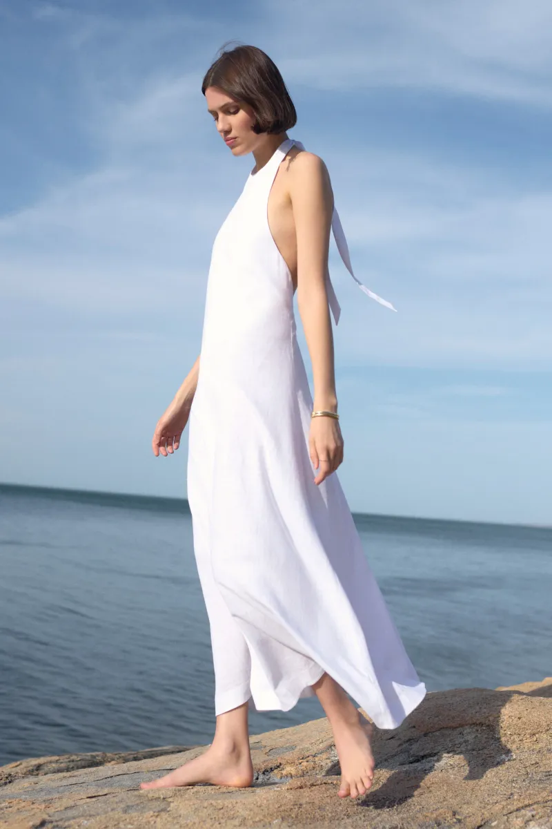The Fête Linen Dress in White 5