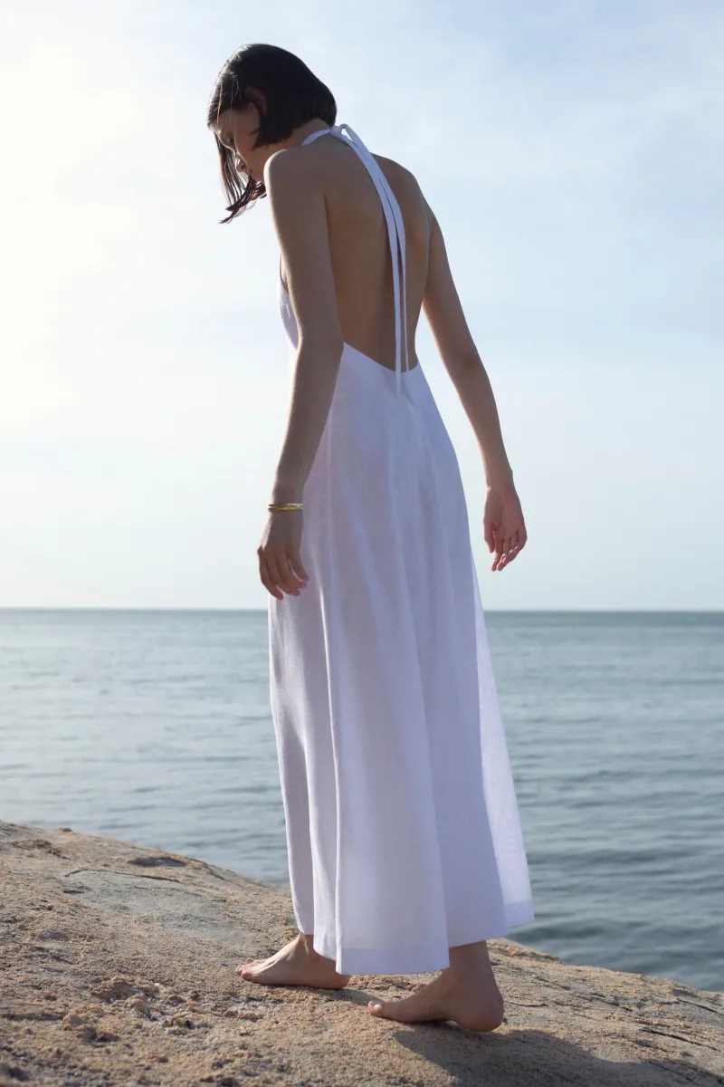 The Fête Linen Dress in White 6