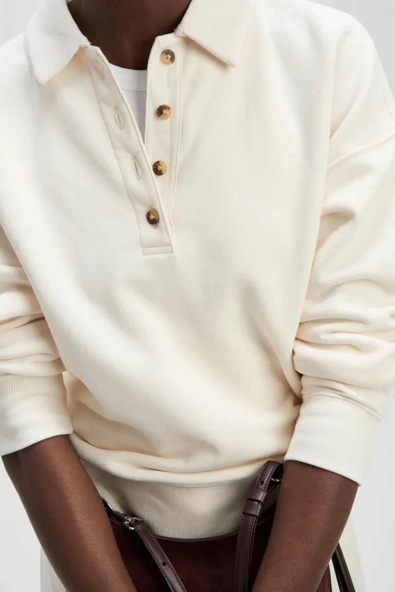 The French Terry Polo in Cream 5