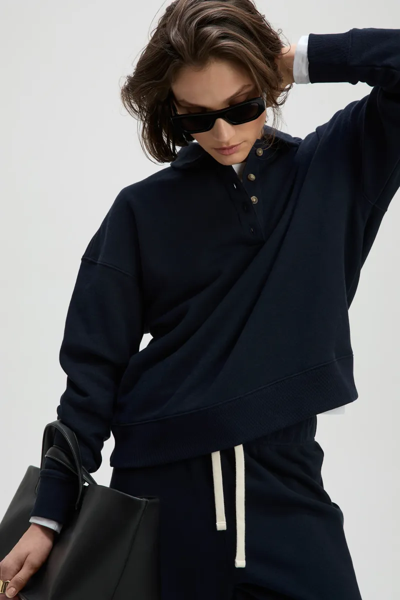 The French Terry Polo in Navy 3