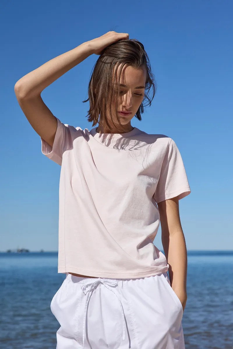 The Iconically Soft Perfect Tee in Peony 4