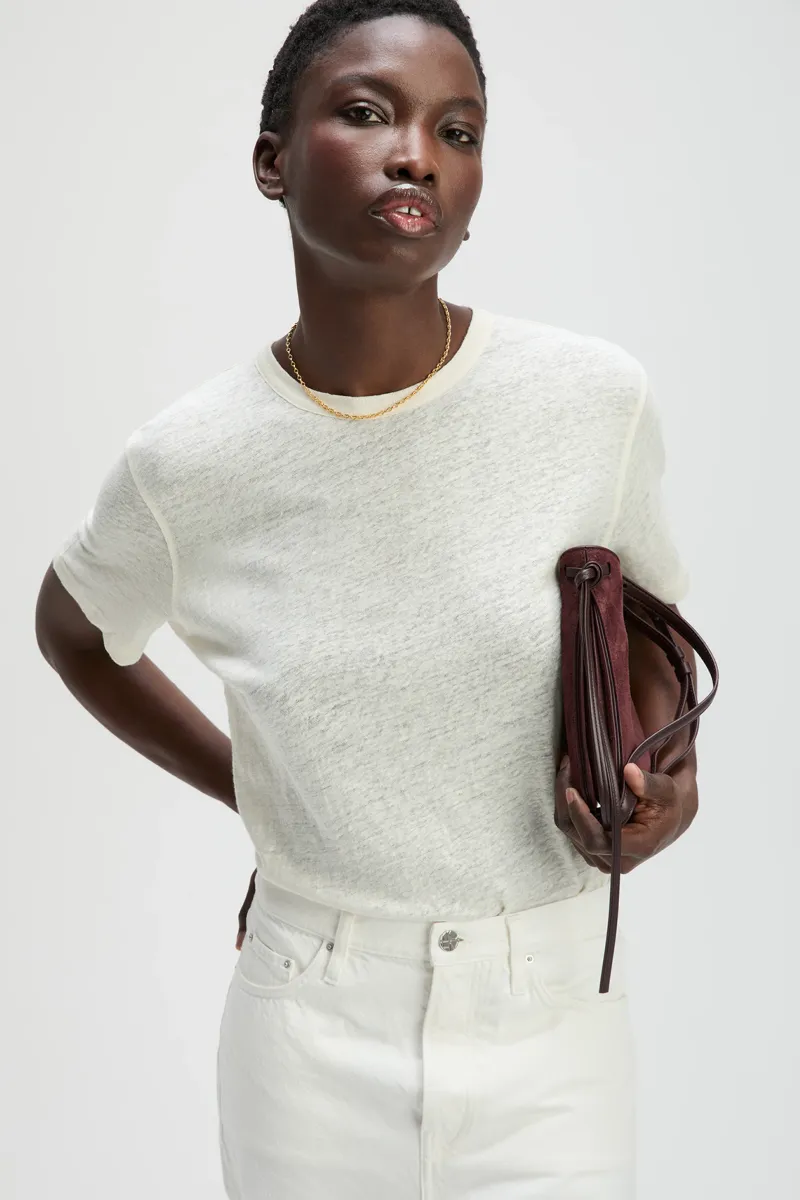 The Linen Perfect Tee In Cream