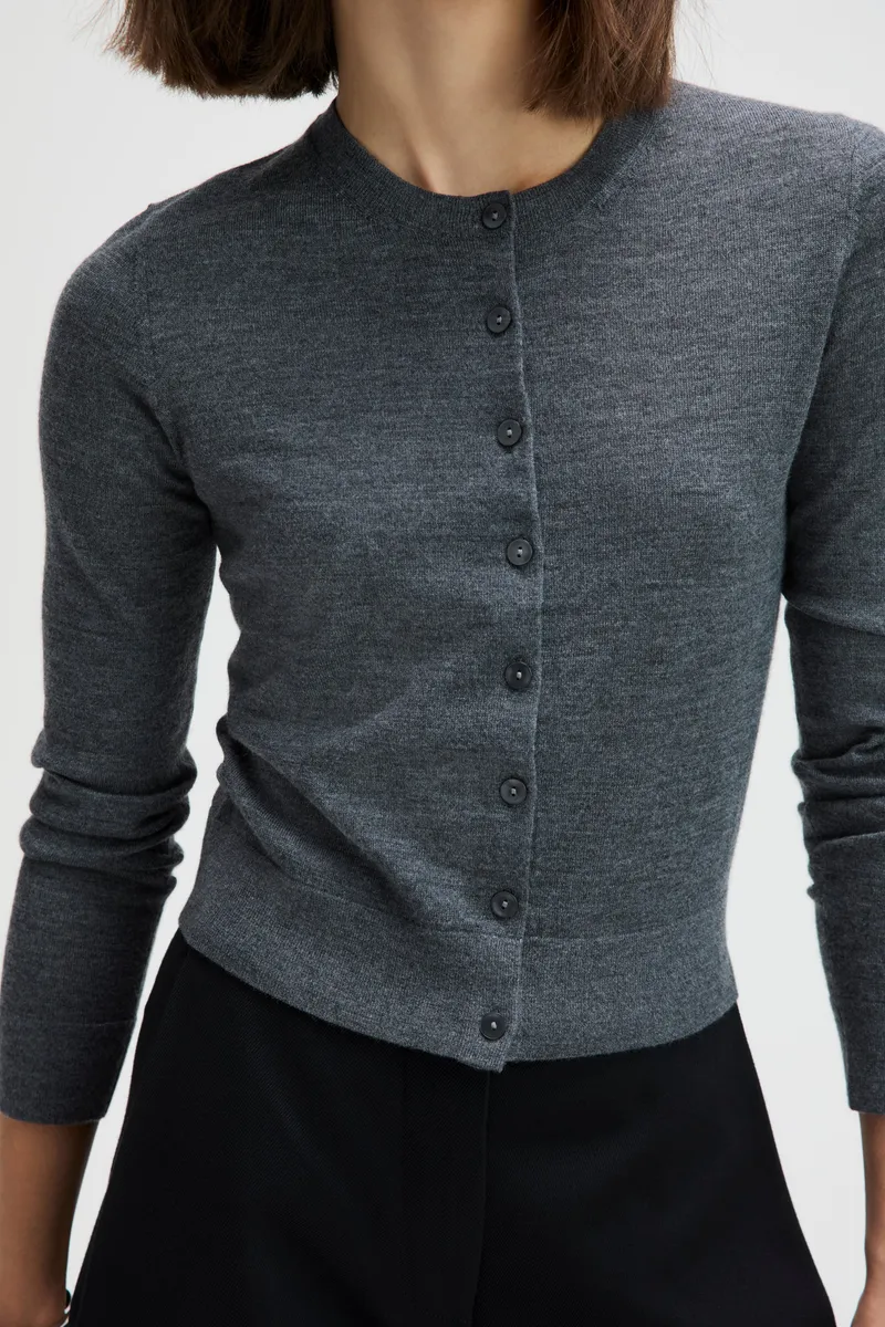 The Refined Cardi in Charcoal