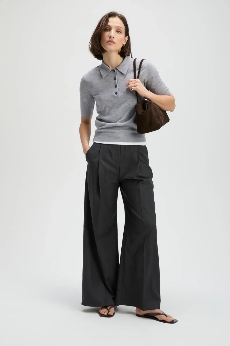 The Refined Short Sleeve Polo in Heather Grey 3