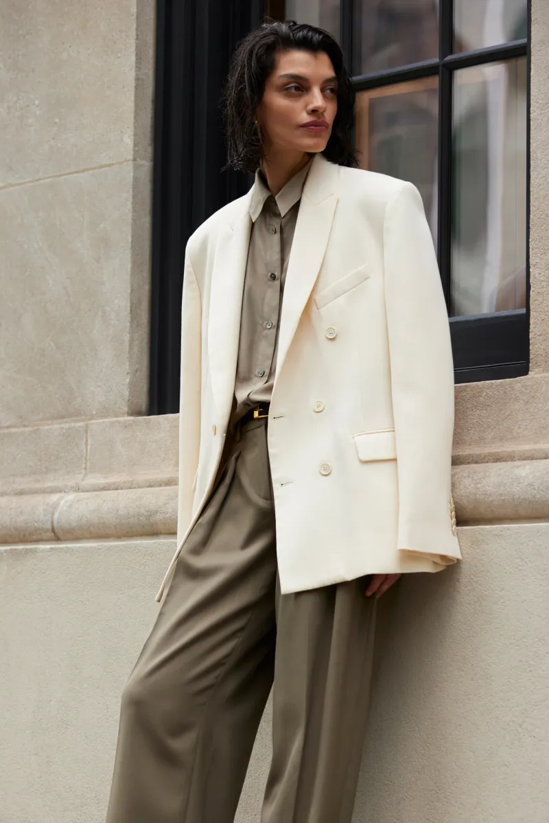 The Sheer Silk Shirt in Olive 3