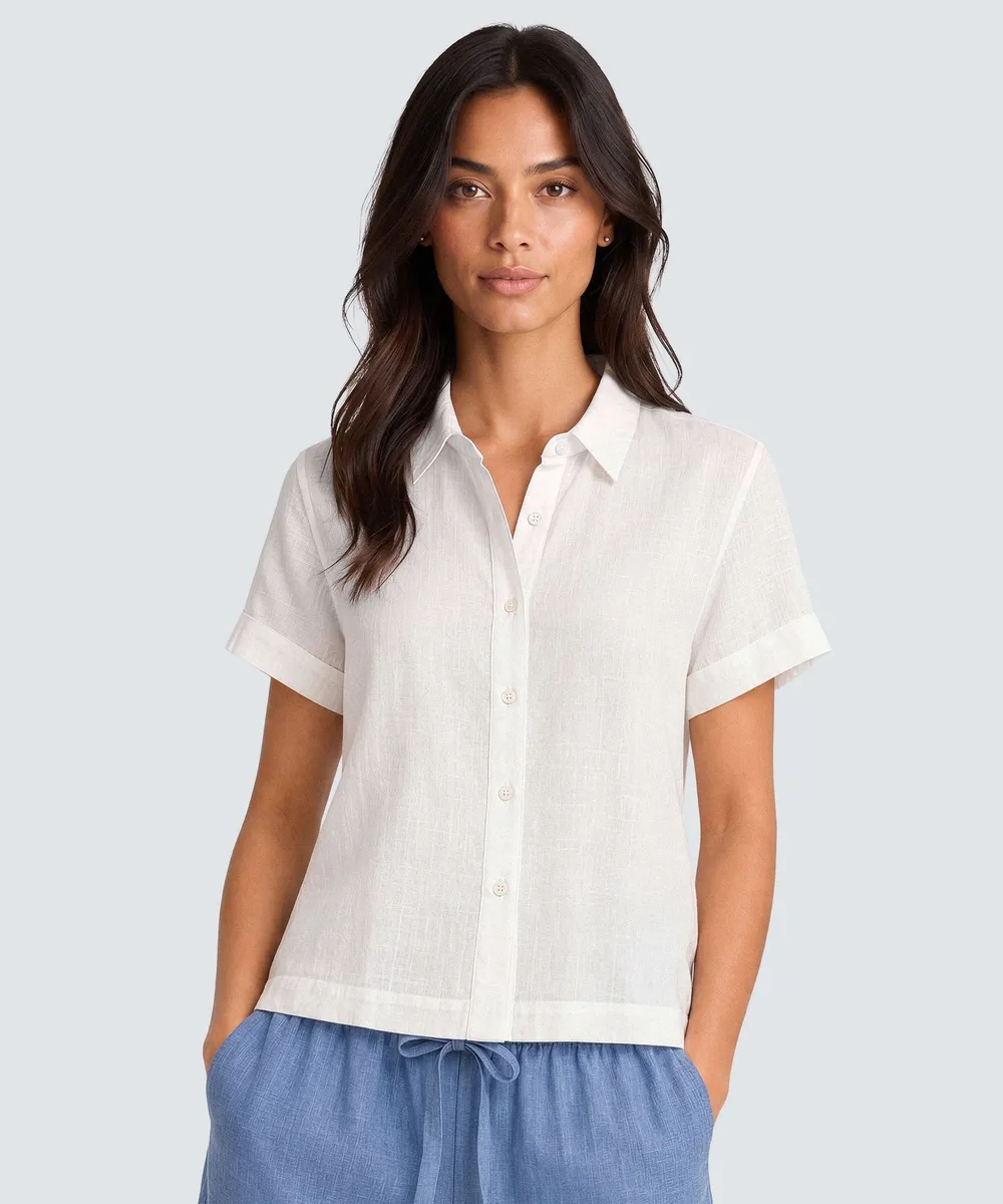 Women’s Merino Linen Short Sleeve Shirt 11