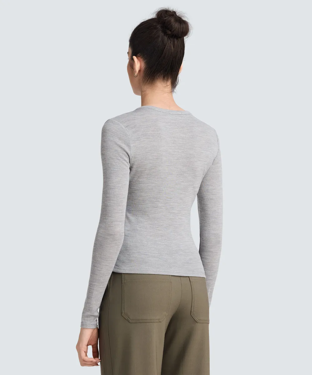Women's Merino Rib Henley 14