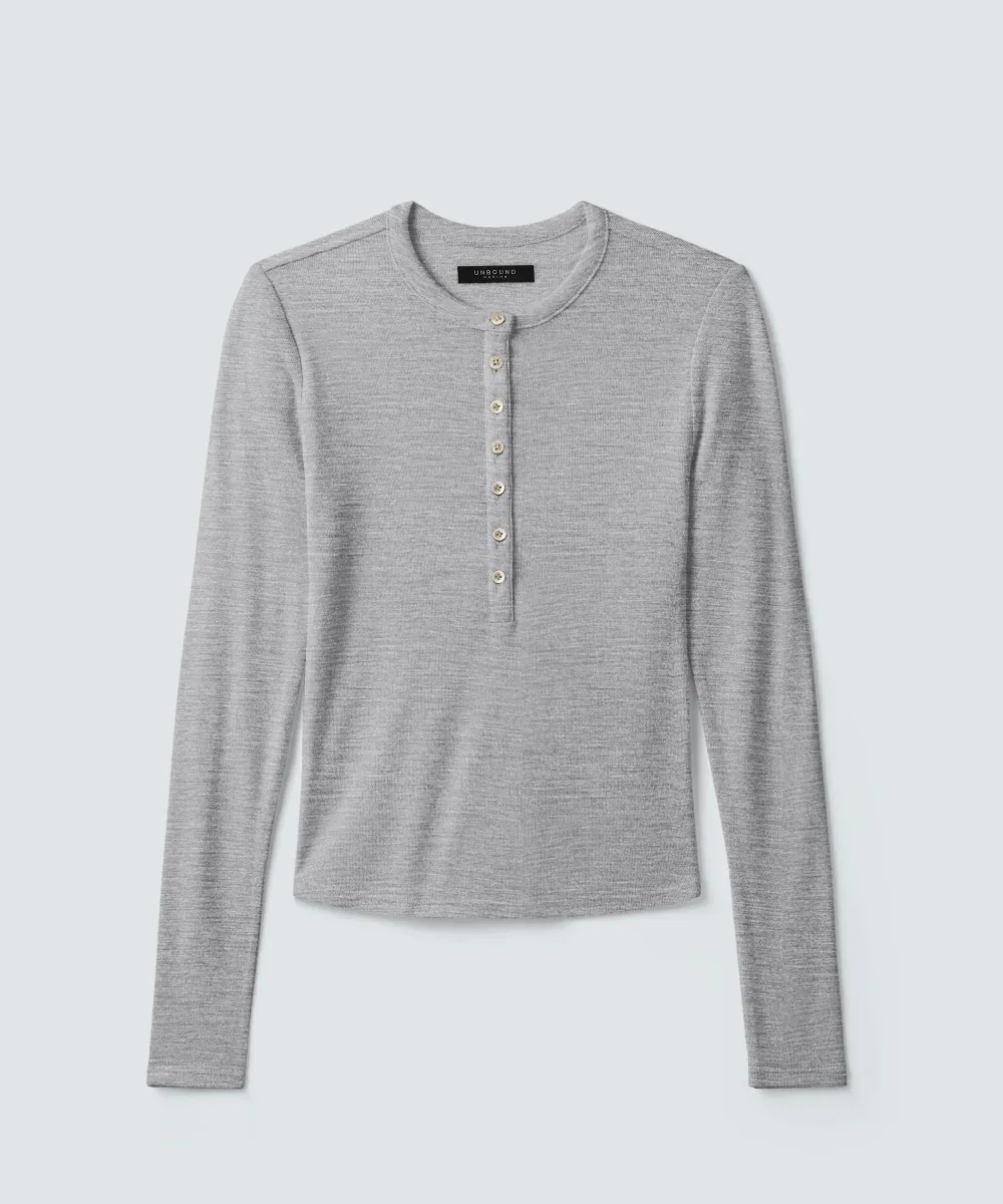 Women's Merino Rib Henley 15