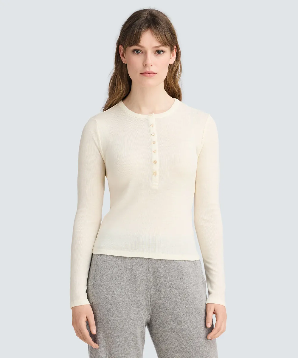 Women's Merino Rib Henley 16