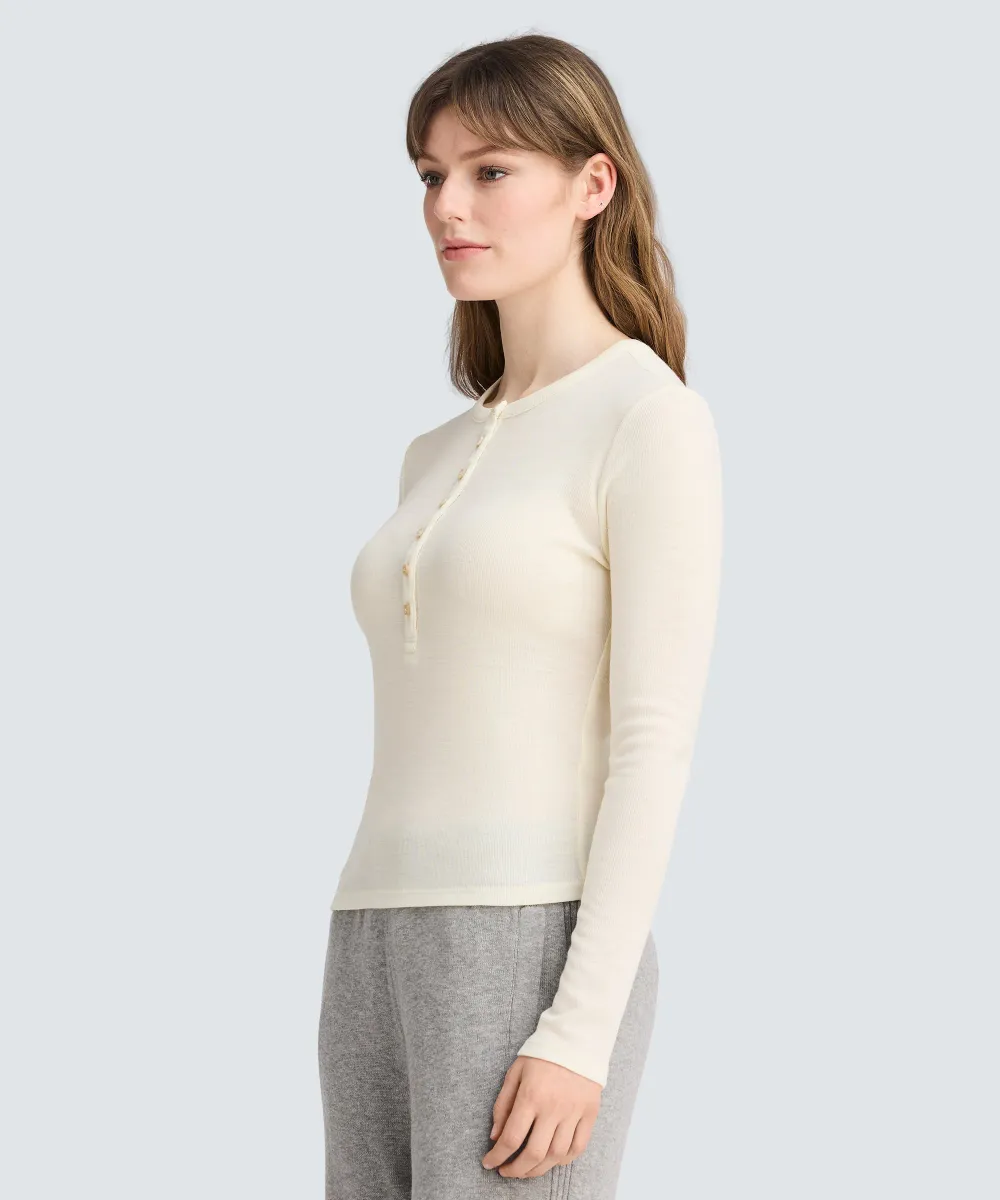 Women's Merino Rib Henley 19