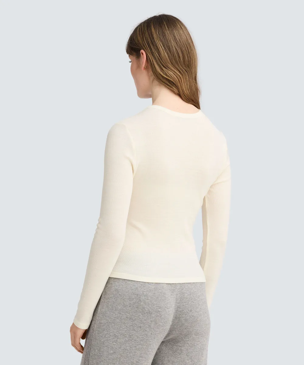 Women's Merino Rib Henley 21