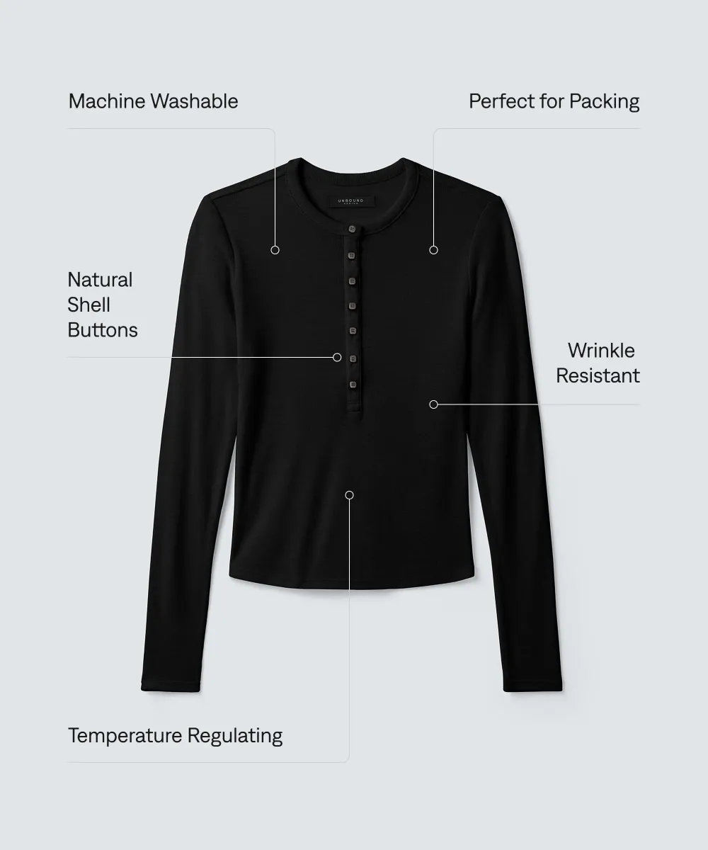 Women's Merino Rib Henley 23