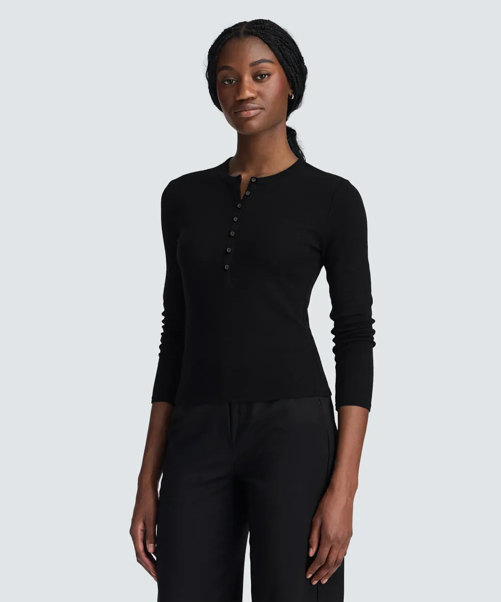 Women's Merino Rib Henley 7