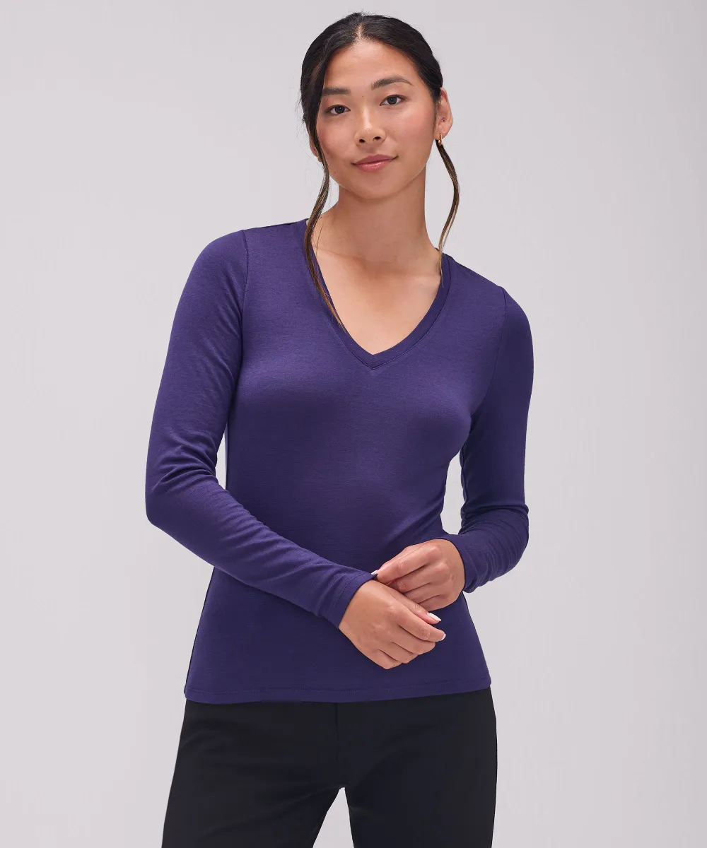 Women's Slim Merino Long Sleeve V-Neck 11