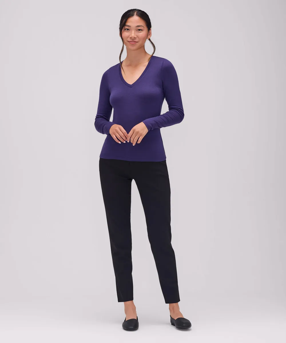 Women's Slim Merino Long Sleeve V-Neck 12