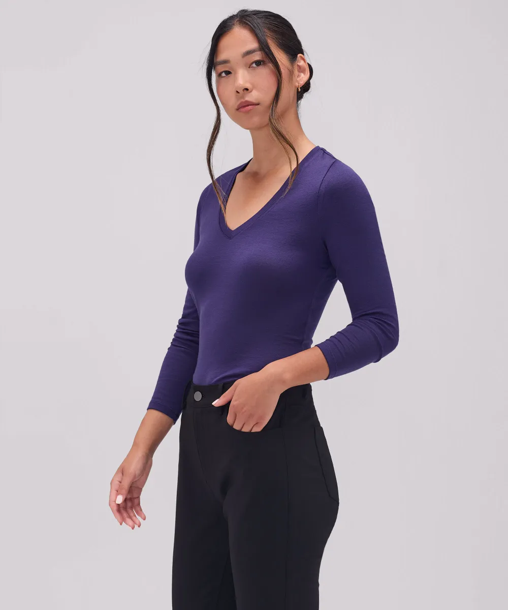 Women's Slim Merino Long Sleeve V-Neck 14