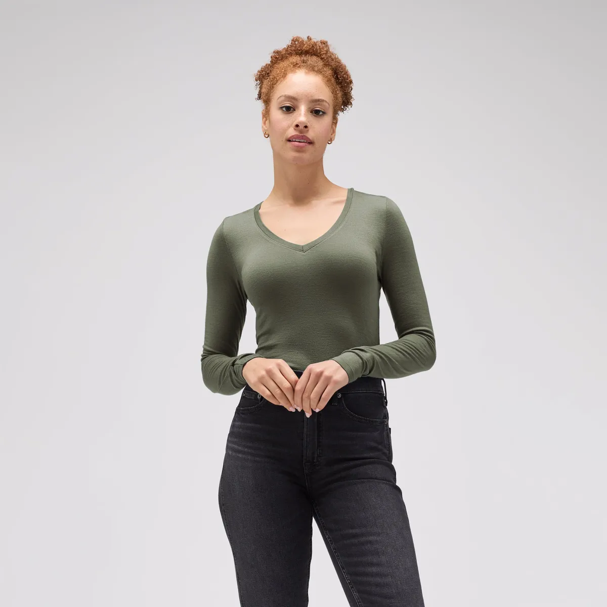 Women's Slim Merino Long Sleeve V-Neck 16