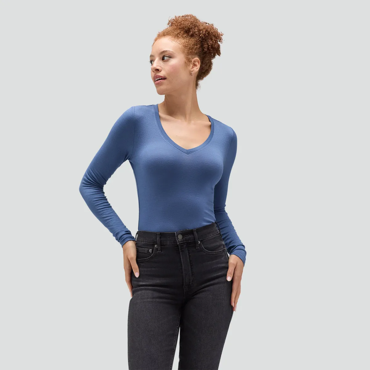 Women's Slim Merino Long Sleeve V-Neck 25