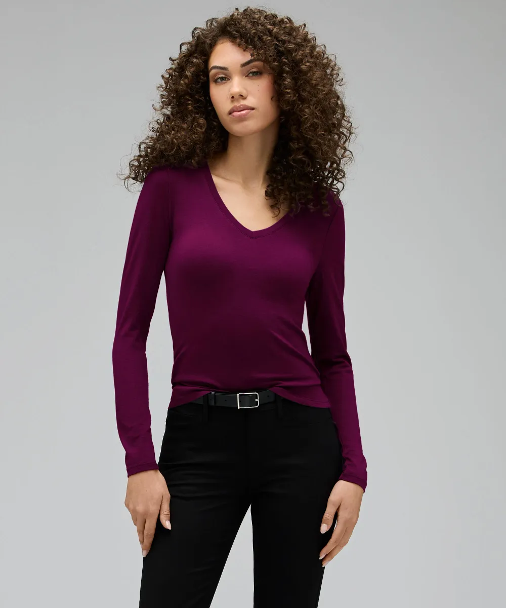 Women's Slim Merino Long Sleeve V-Neck 29
