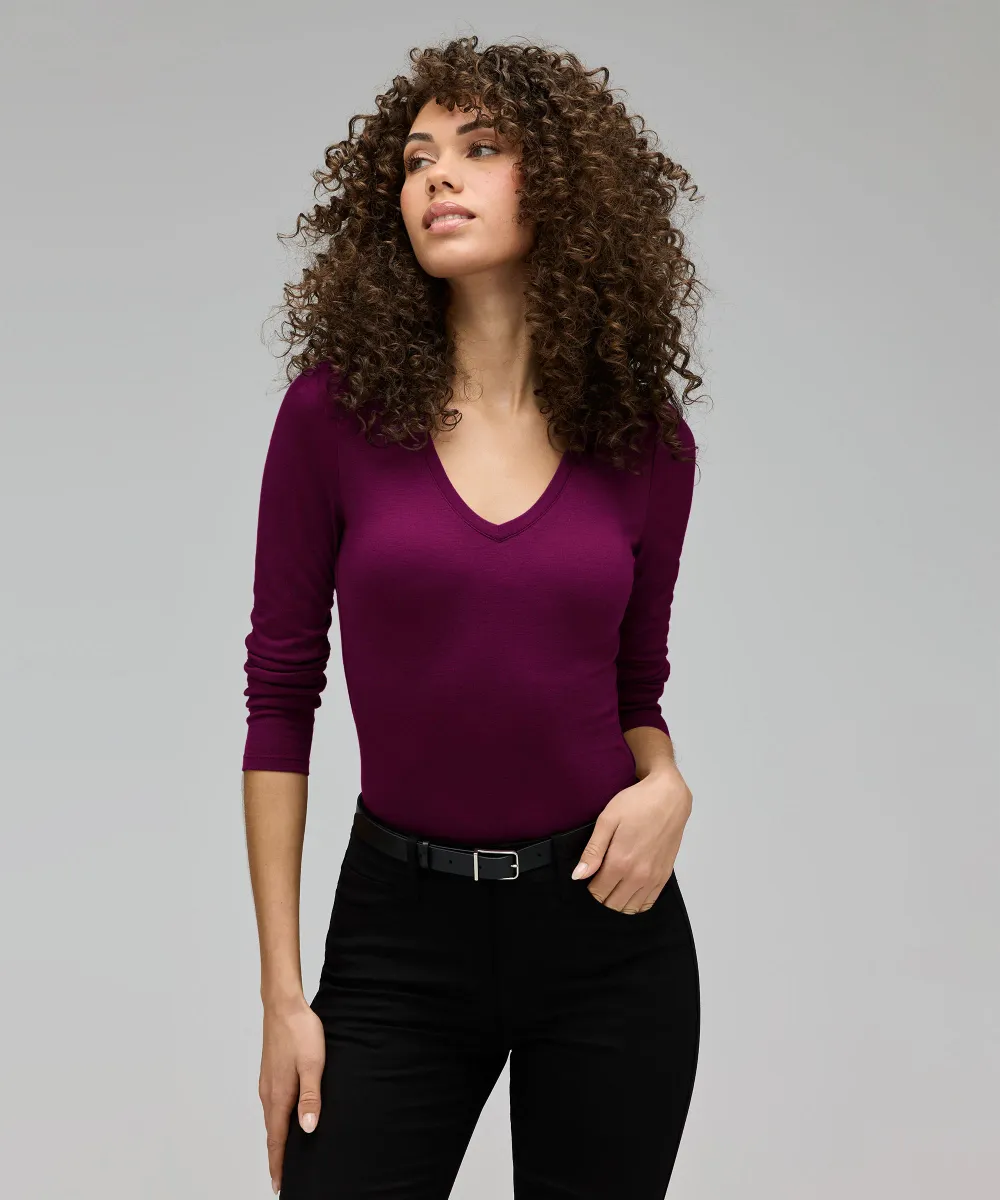 Women's Slim Merino Long Sleeve V-Neck 31