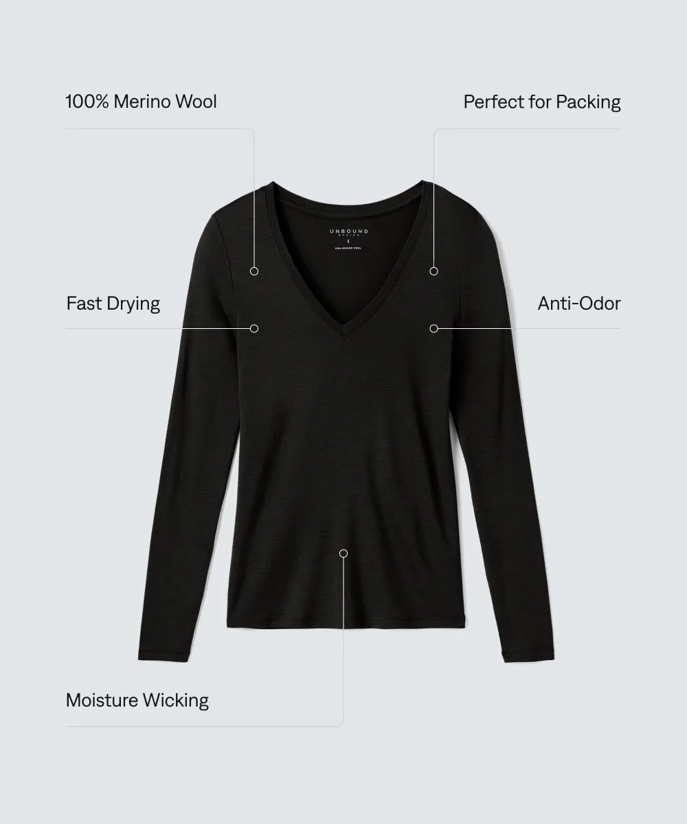 Women's Slim Merino Long Sleeve V-Neck 35