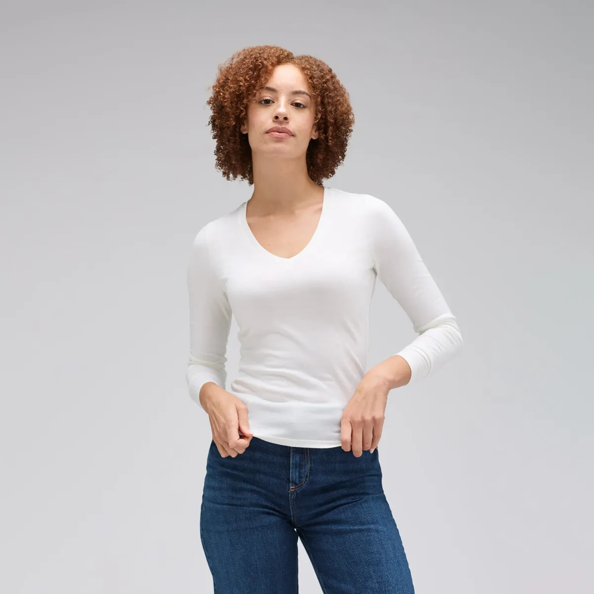 Women's Slim Merino Long Sleeve V-Neck 6