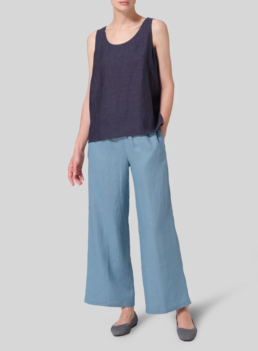 Linen Embroidered Sleeveless Cami