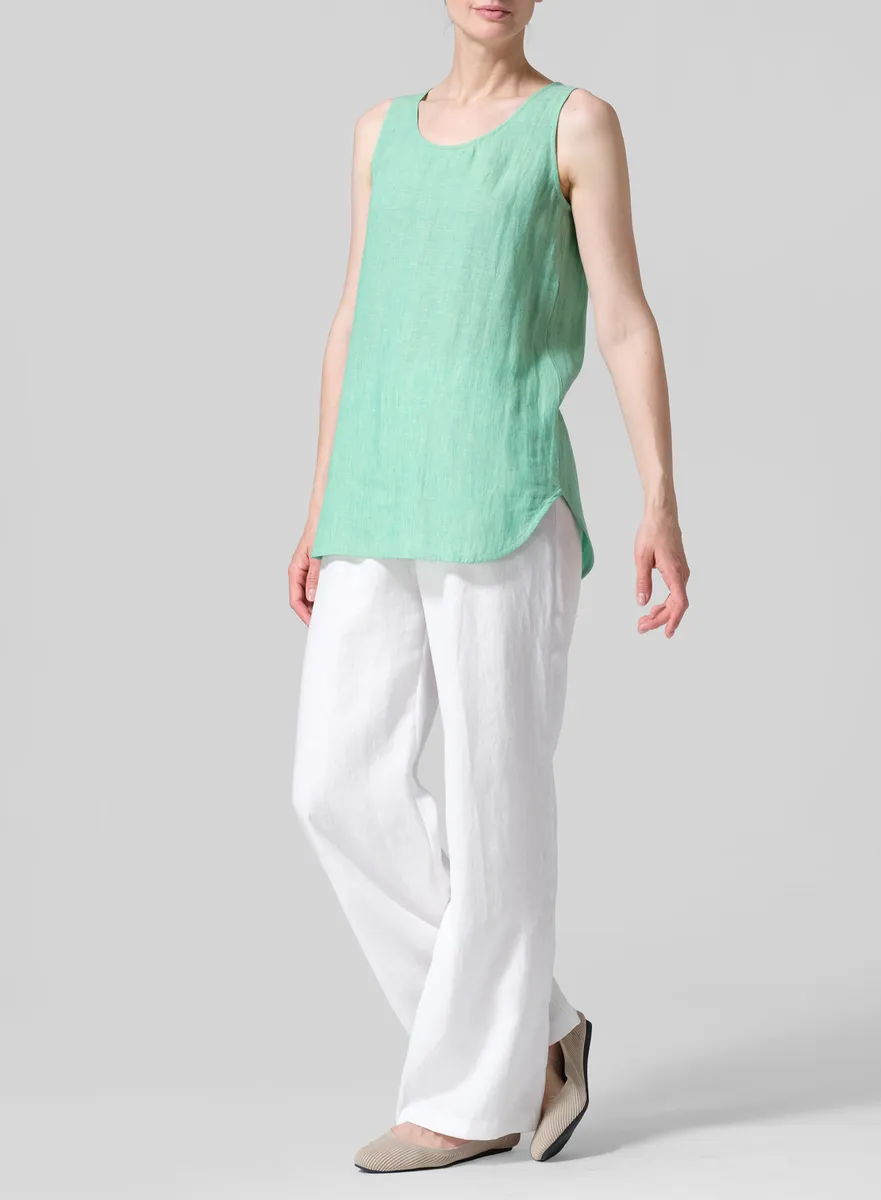 Linen Sleeveless Long Shell Tank