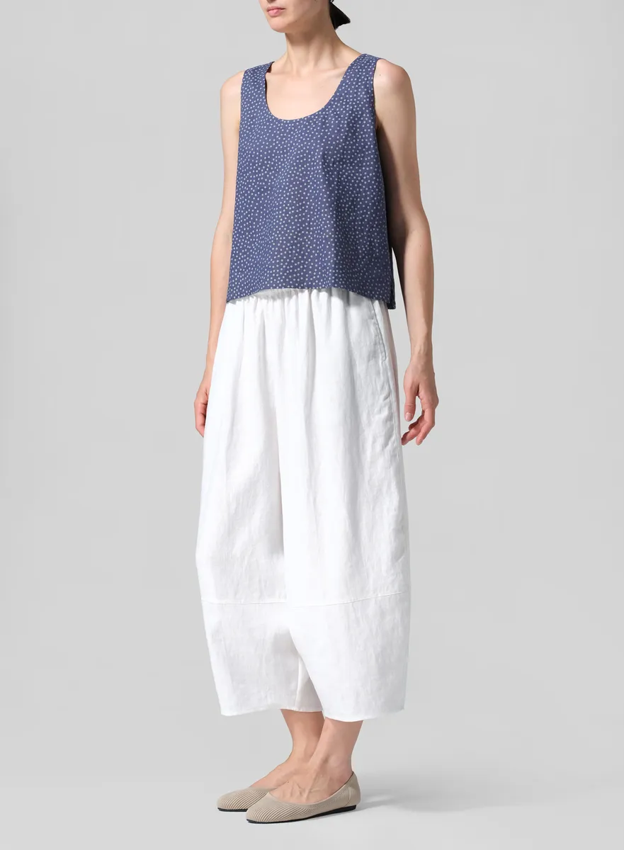 Linen Sleeveless U-neck Vest Top