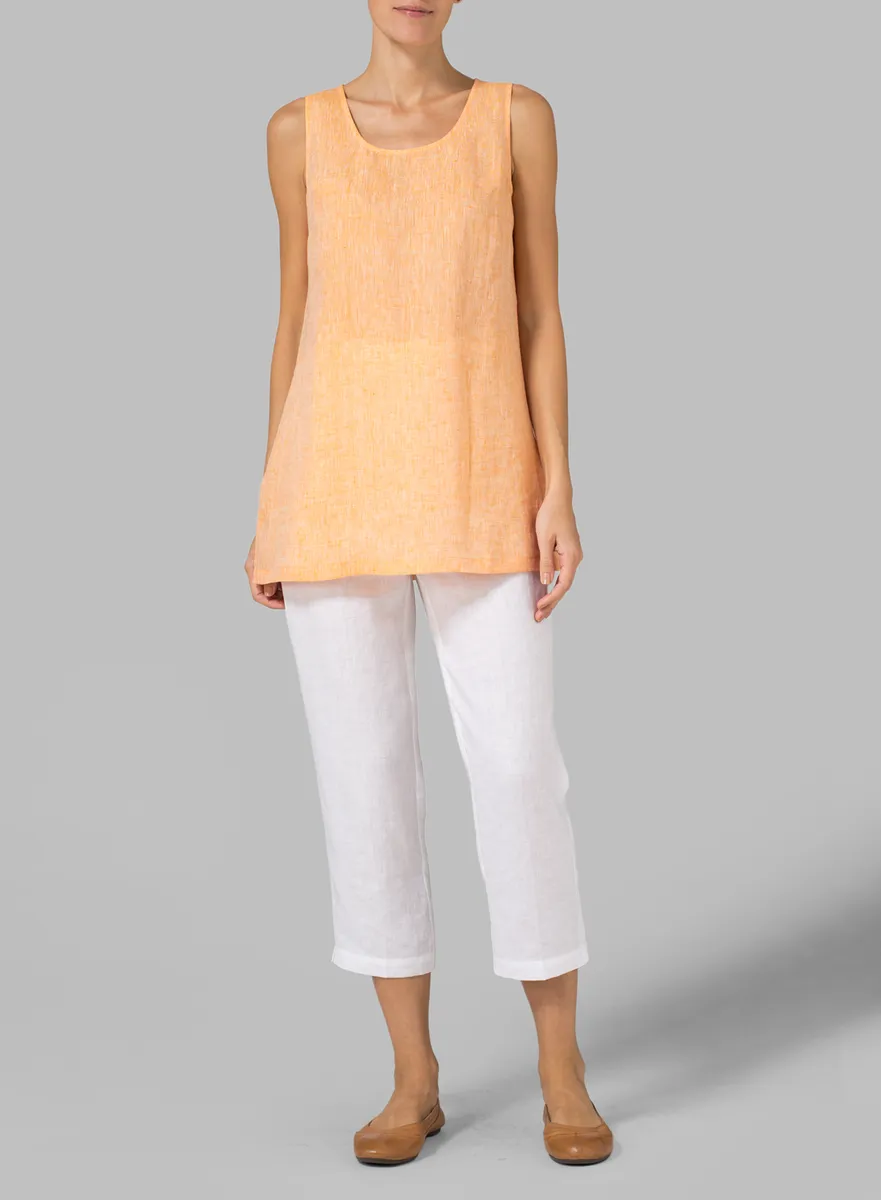 Scoop Neck Long Linen Tanks